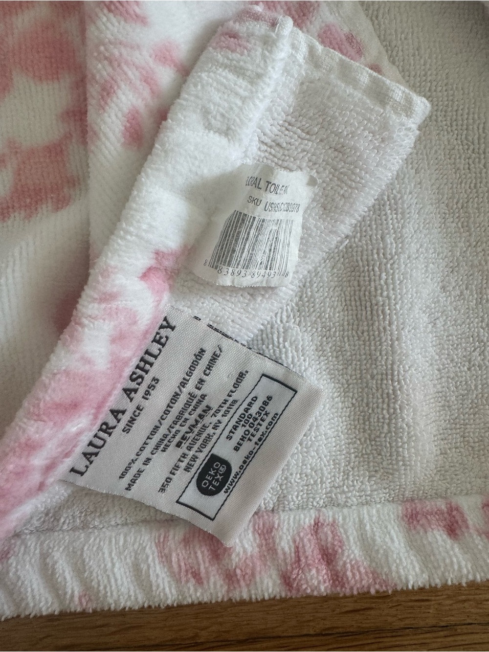 Laura Ashley White & Toile Pink Floral 100% Cotton Bath Towel - Picture 5 of 5